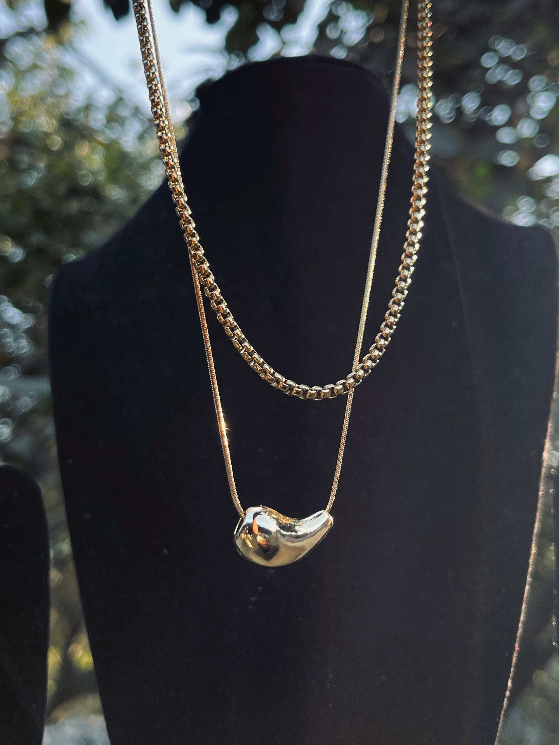 STAINLESS STEEL ANTI TARNISHED DROP 2 layer NECKLACE