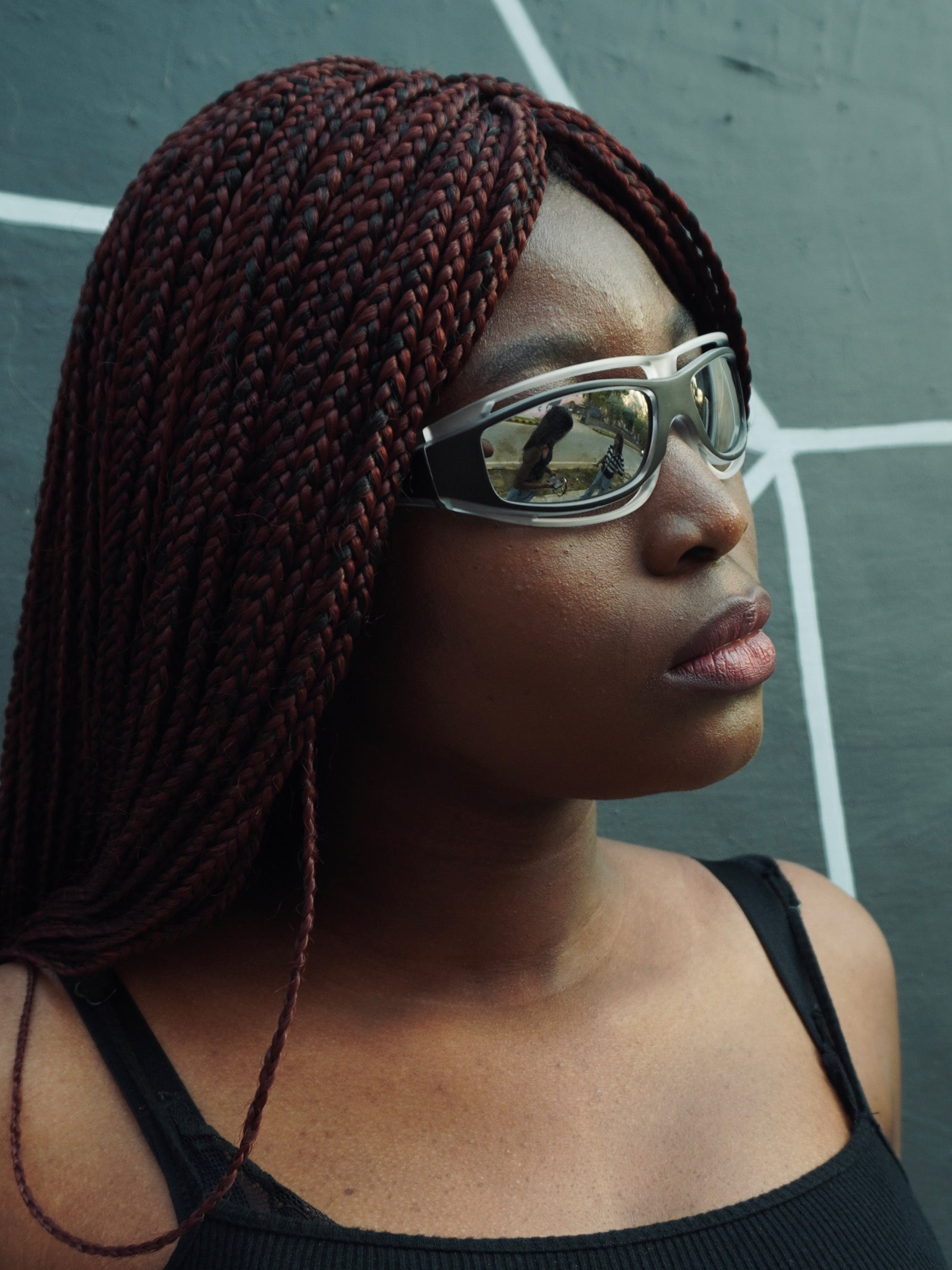 Y2K UNISEX BLACK STRIPED GLASSES