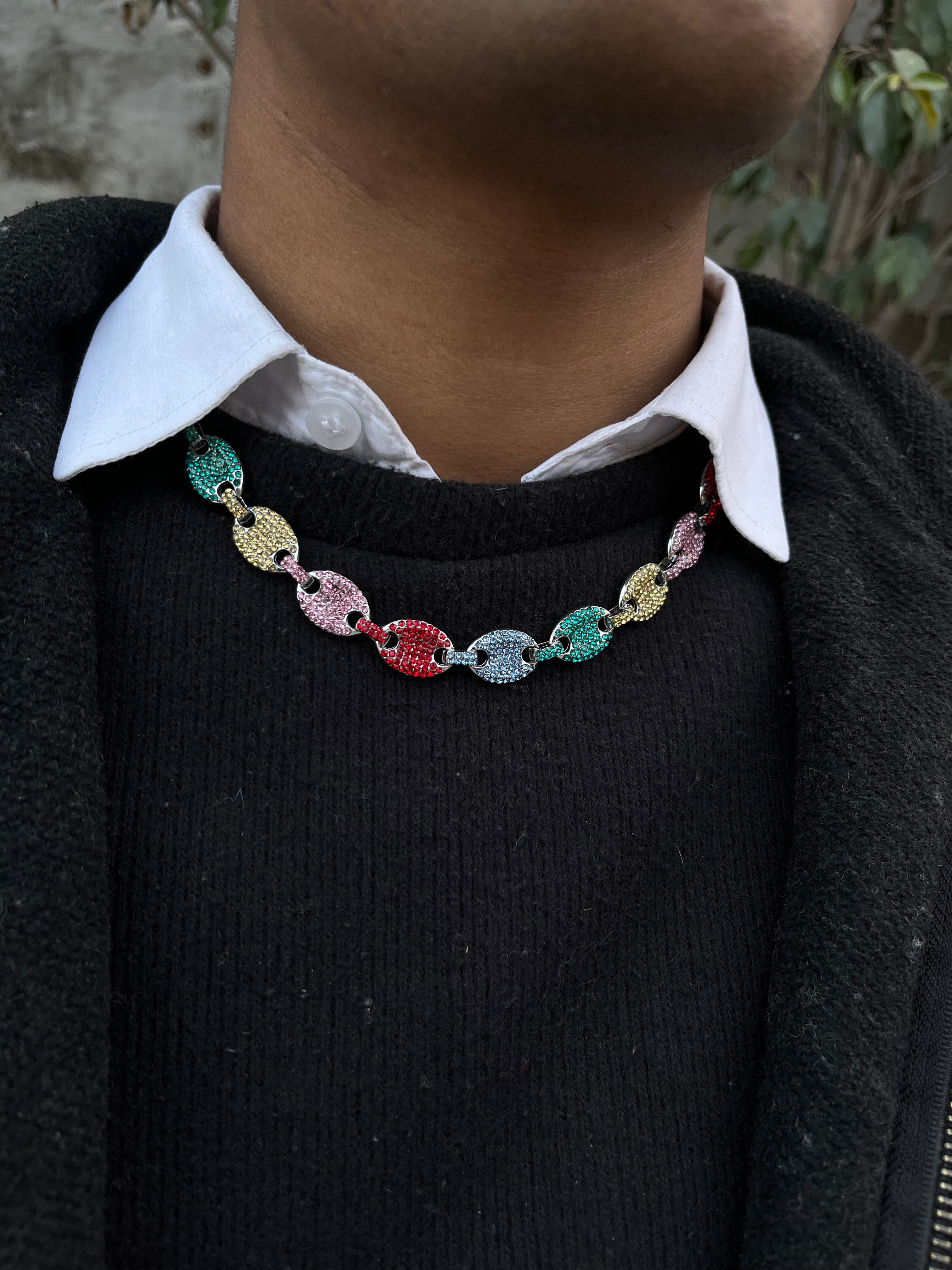 ICEDOUT MULTICOLOURED LINK NECKLACE