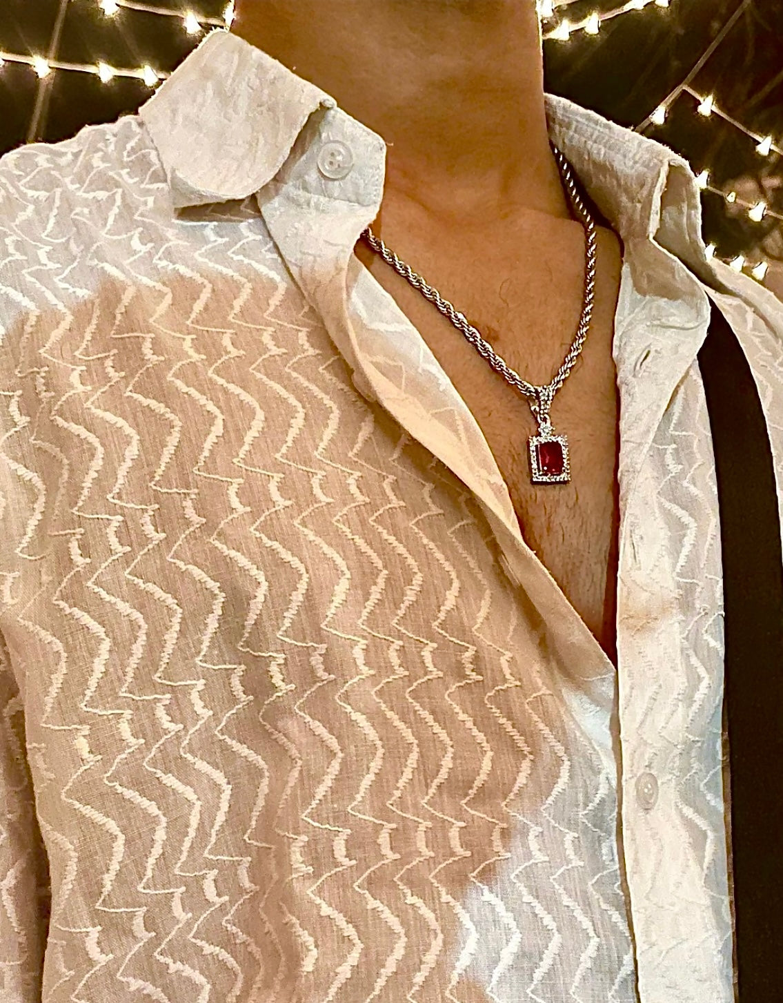 TWISTED ROPE CHAIN WITH STONE PENDANT NECKLACE
