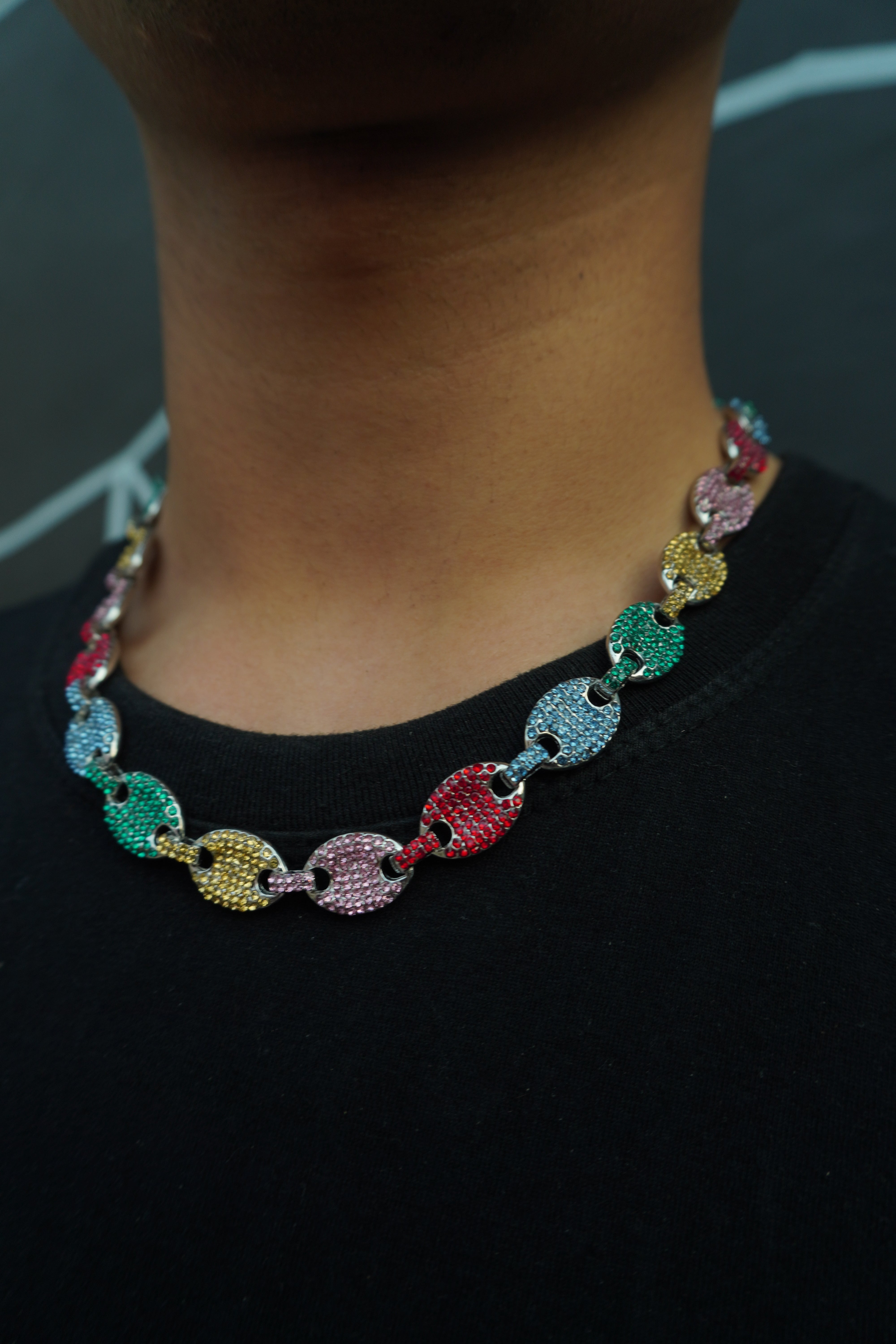 ICEDOUT MULTICOLOURED LINK NECKLACE