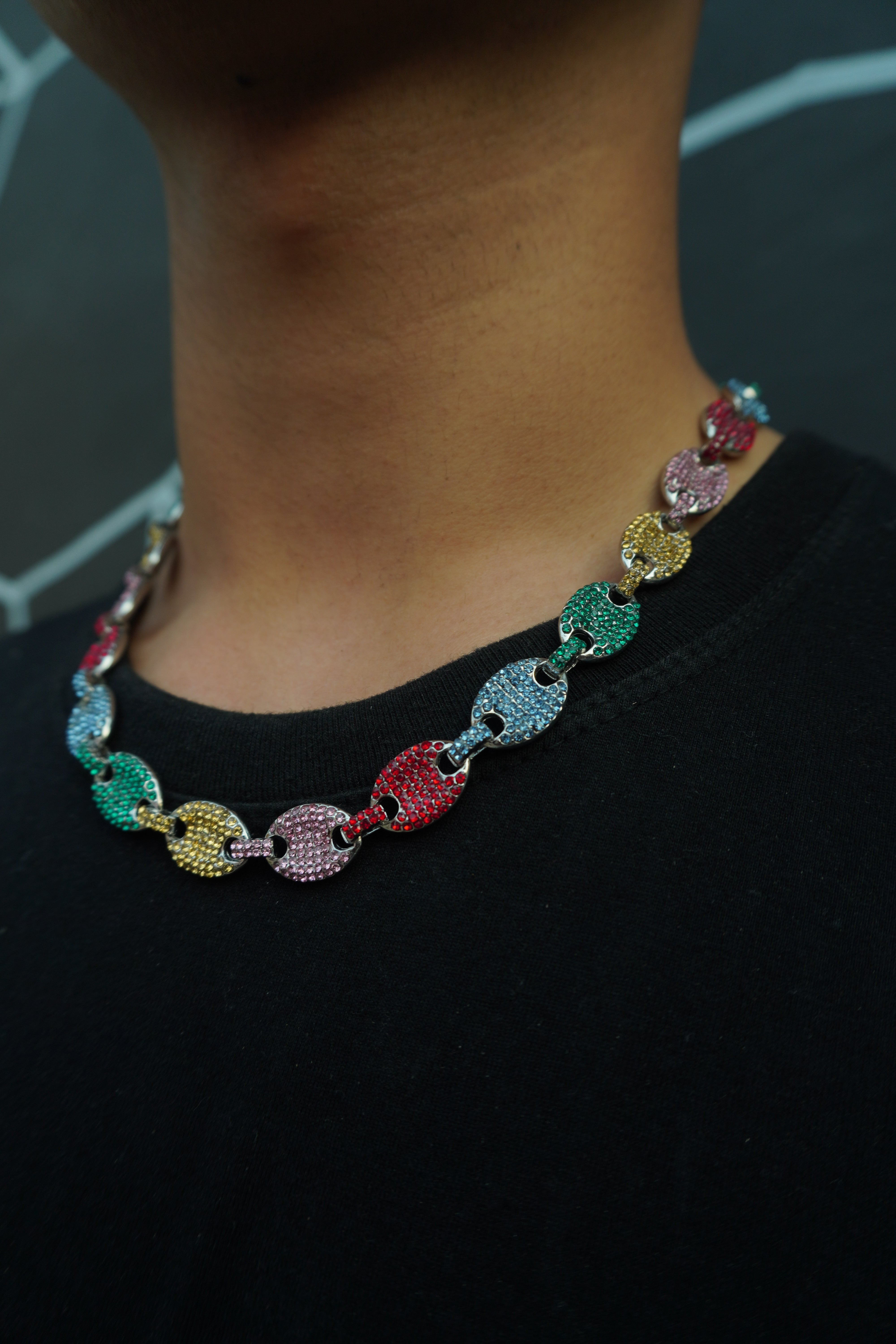 ICEDOUT MULTICOLOURED LINK NECKLACE