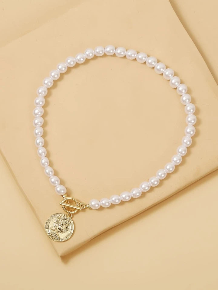 GOLDEN COIN PEARL NECKLACE