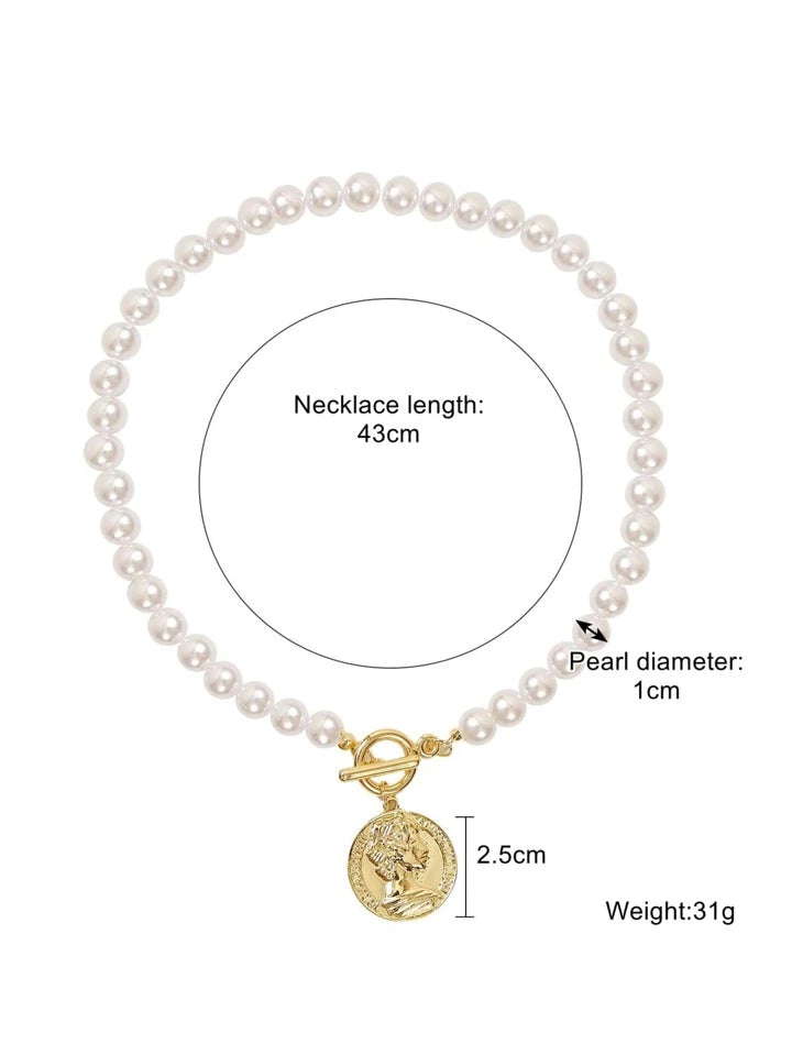 GOLDEN COIN PEARL NECKLACE