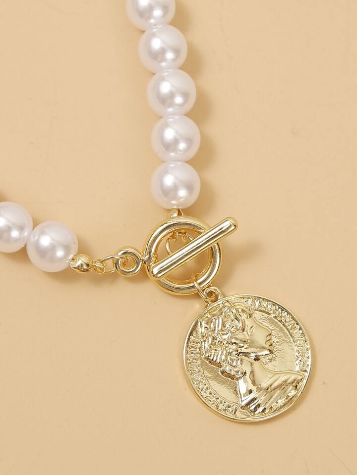 GOLDEN COIN PEARL NECKLACE