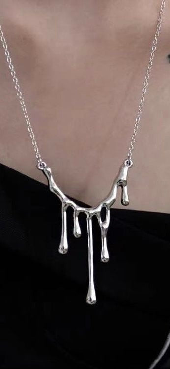 UNISEX MELTED CANDLE STAINLESS STEEL NECKLACE